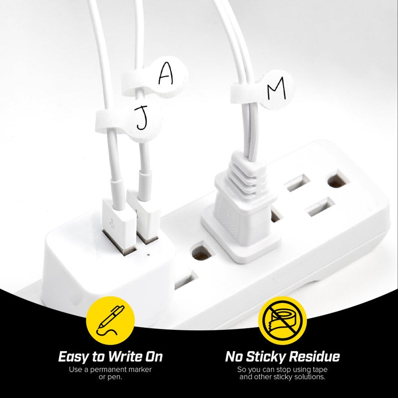 Wrap-It Storage Cable Labels, Mini, White (60 Pack) - Cord and Wire Tags for Cable Management and Organizer for Electronics, Computers and More - Image 2